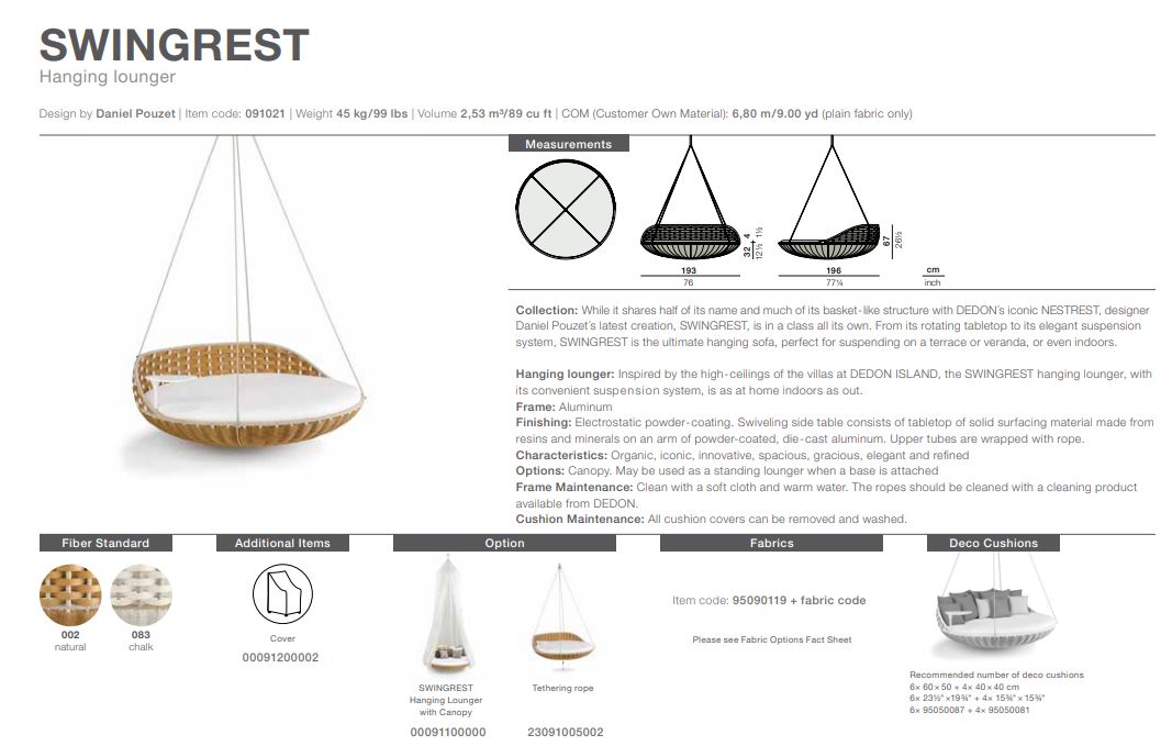 Swingrest Hanging Lounger, inkl. Sitzkissen & Seil