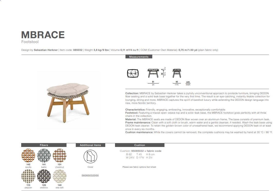 Mbrace Hocker Teak, inkl. Polster