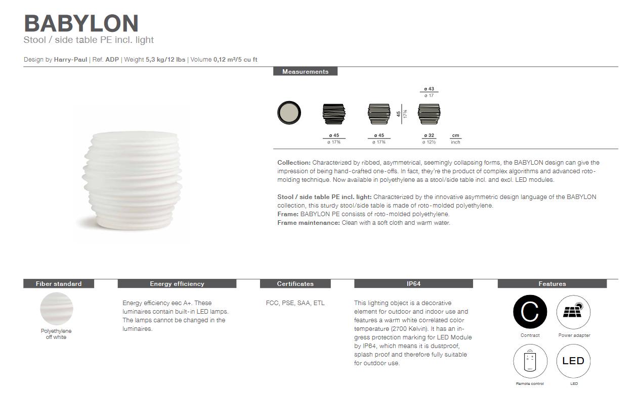 Babylon Hocker / Beistelltisch PE