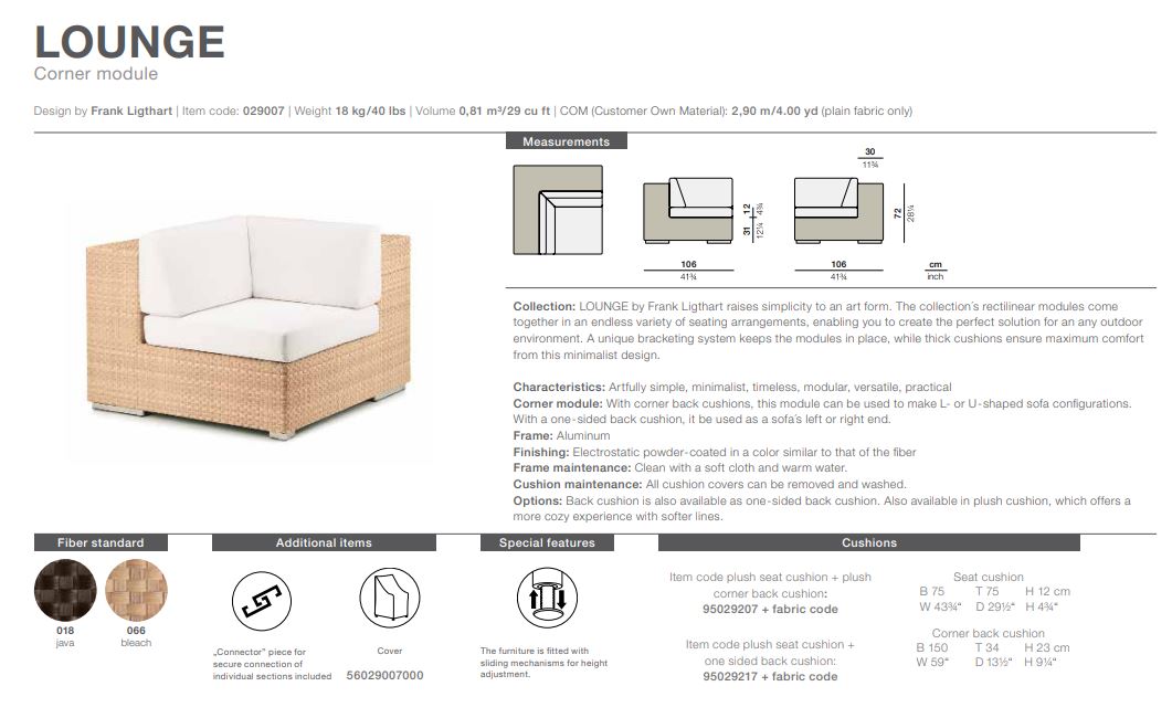 Lounge Eckmodul, inkl. Polster