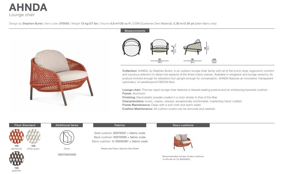 Ahnda Sessel - Lounge Chair, inkl. Sitz-und Rückenkissen!