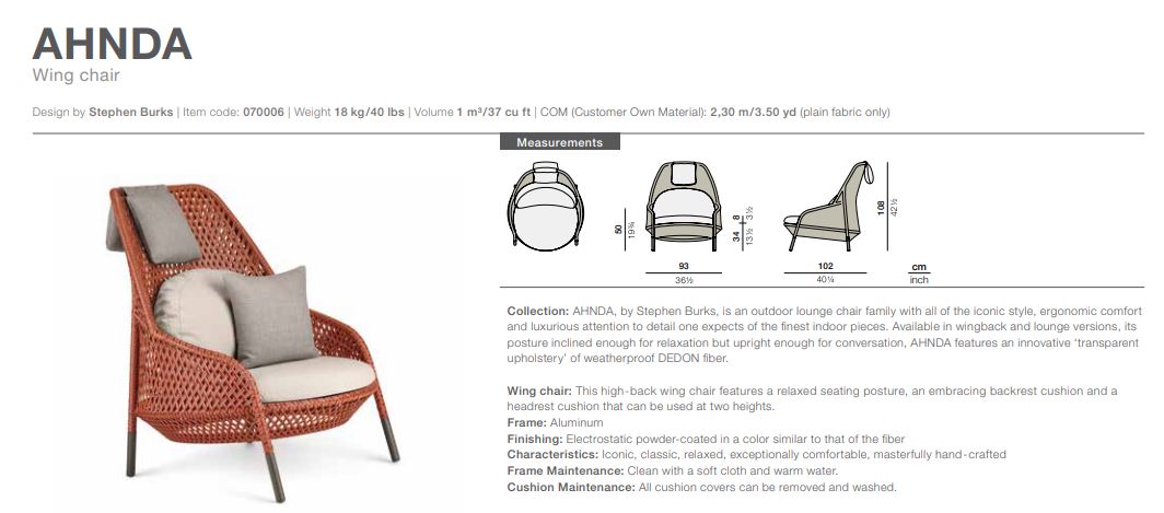 Ahnda Hochlehner - Wing Chair, inkl. Sitz-und Rückenkissen