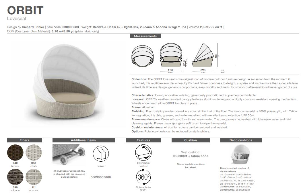 Orbit Loveseat, inkl. Sitzpolster