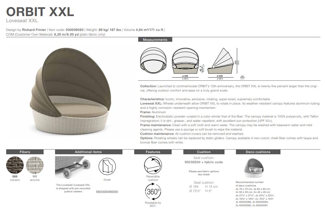 Orbit Loveseat  XXL, inkl. Sitzpolster